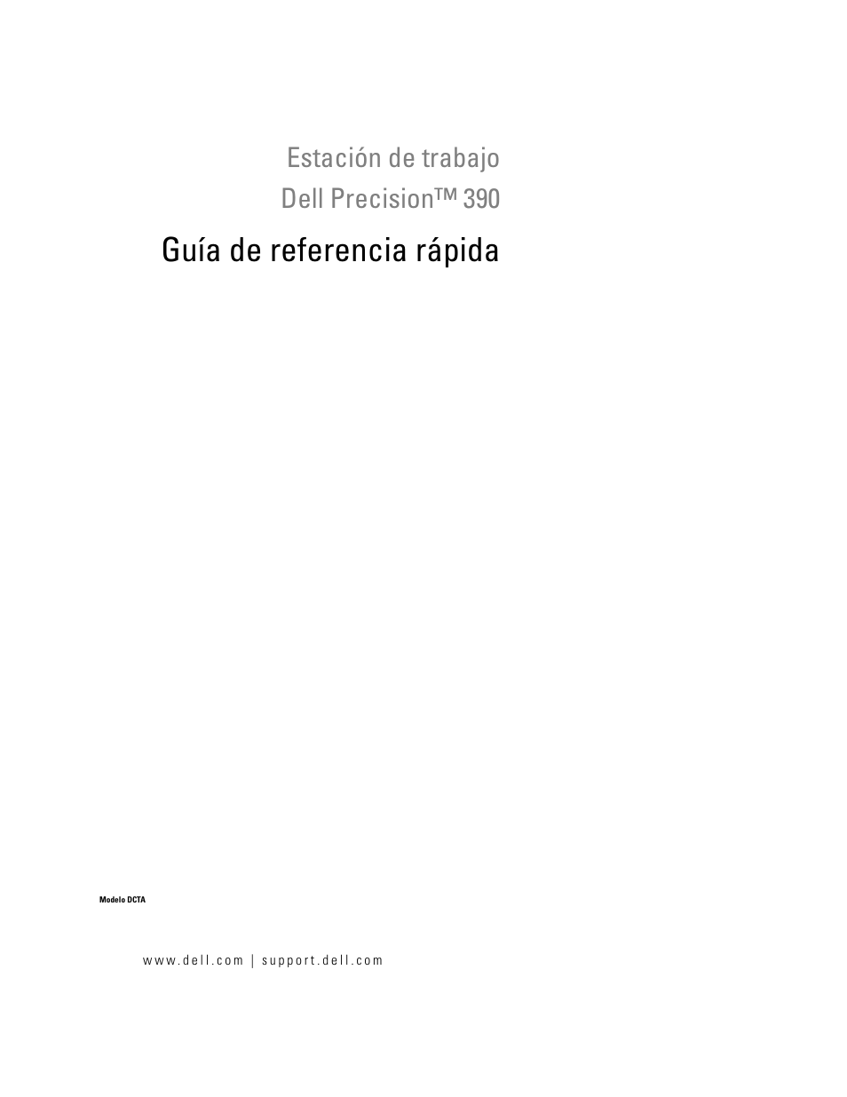 Guía de referencia rápida, Estación de trabajo dell precision™ 390 | Dell Precision 390 User Manual | Page 189 / 236