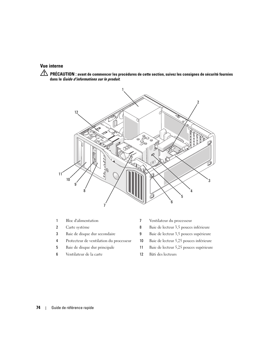 Vue interne | Dell Precision 390 User Manual | Page 74 / 236