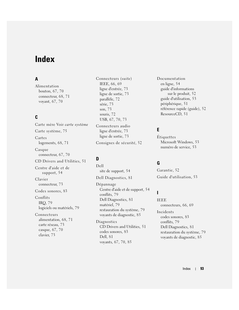 Index | Dell Precision 390 User Manual | Page 93 / 236