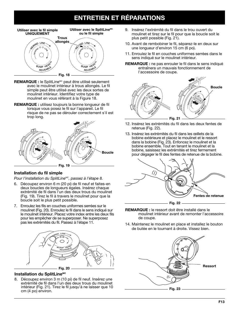 Entretien et réparations | Troy-Bilt TB20CS User Manual | Page 33 / 64