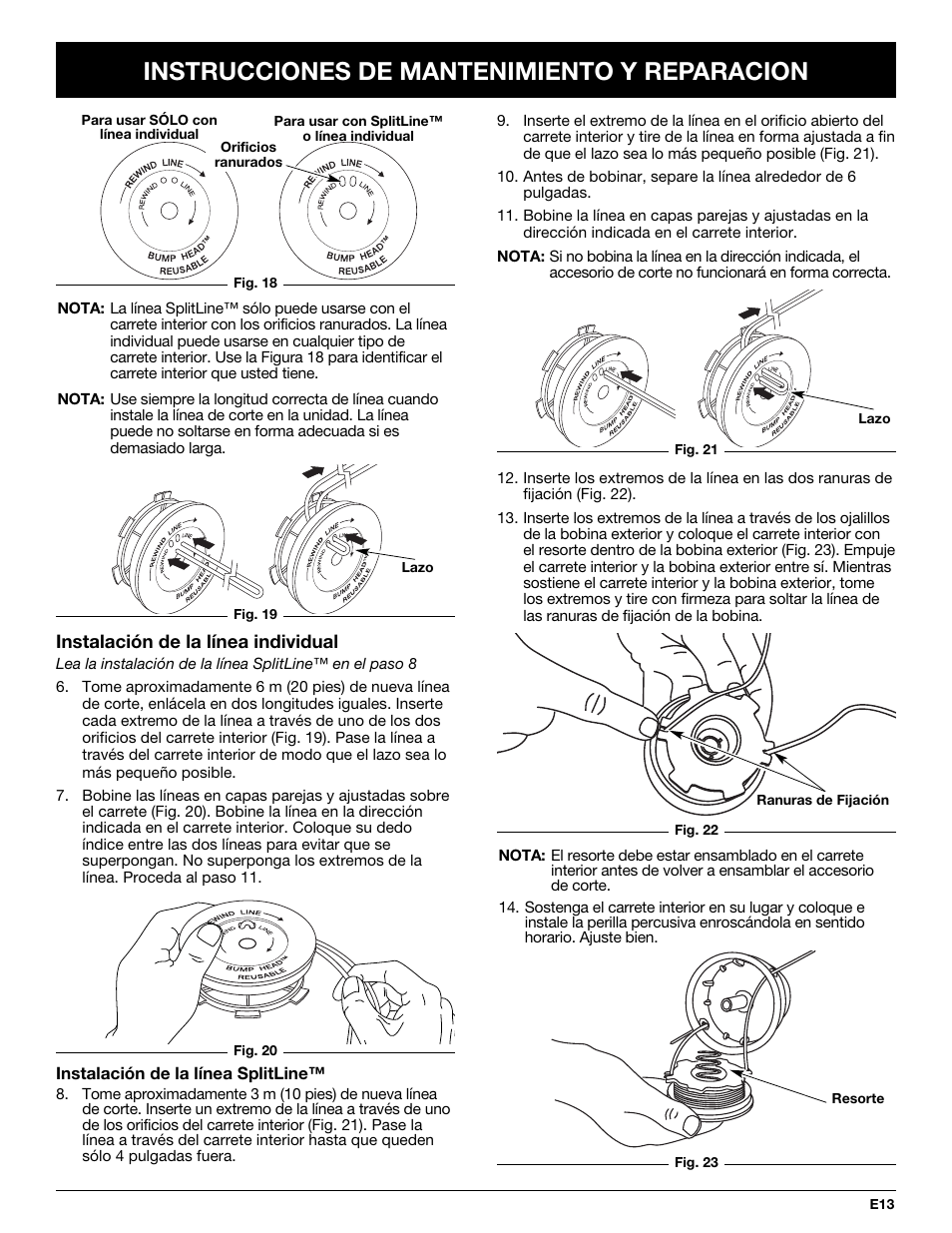 Instrucciones de mantenimiento y reparacion | Troy-Bilt TB20CS User Manual | Page 53 / 64