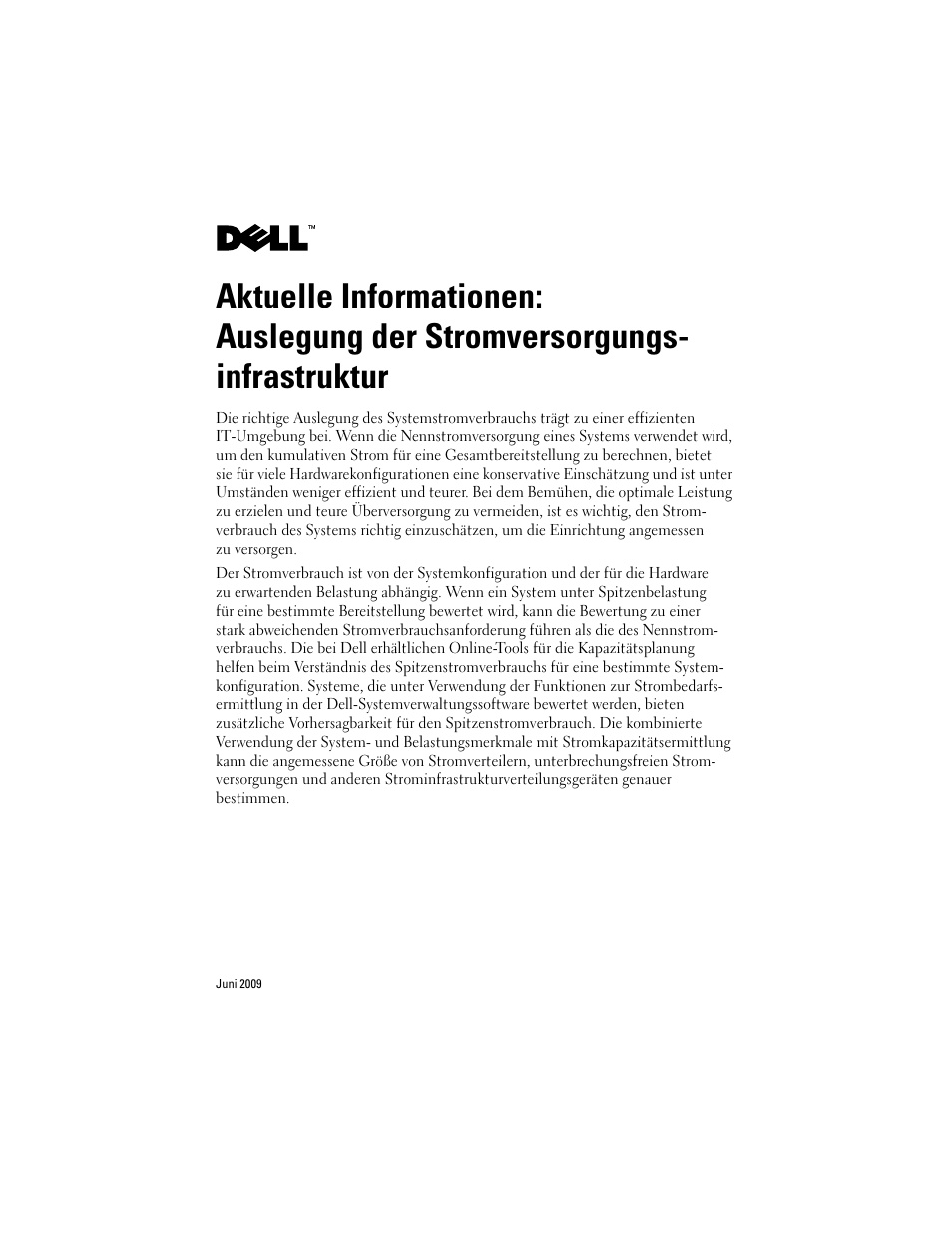 Aktuelle informationen, Auslegung der stromversorgungsinfrastruktur | Dell PowerEdge T410 User Manual | Page 7 / 14