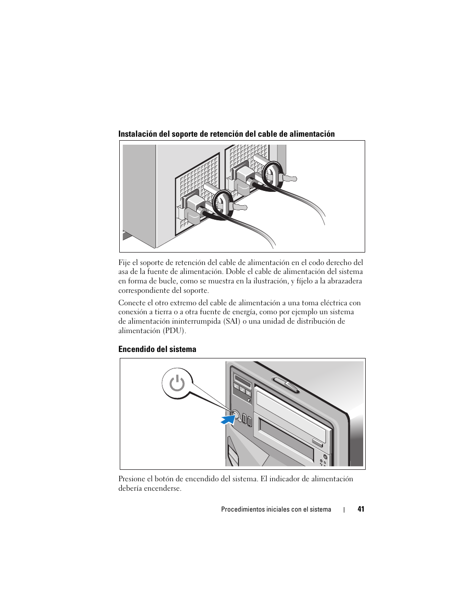 Encendido del sistema | Dell PowerEdge T410 User Manual | Page 43 / 50