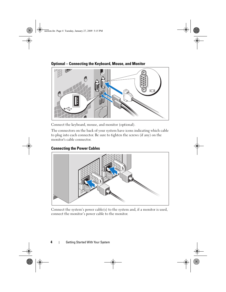 Connecting the power cables | Dell PowerEdge T410 User Manual | Page 6 / 50