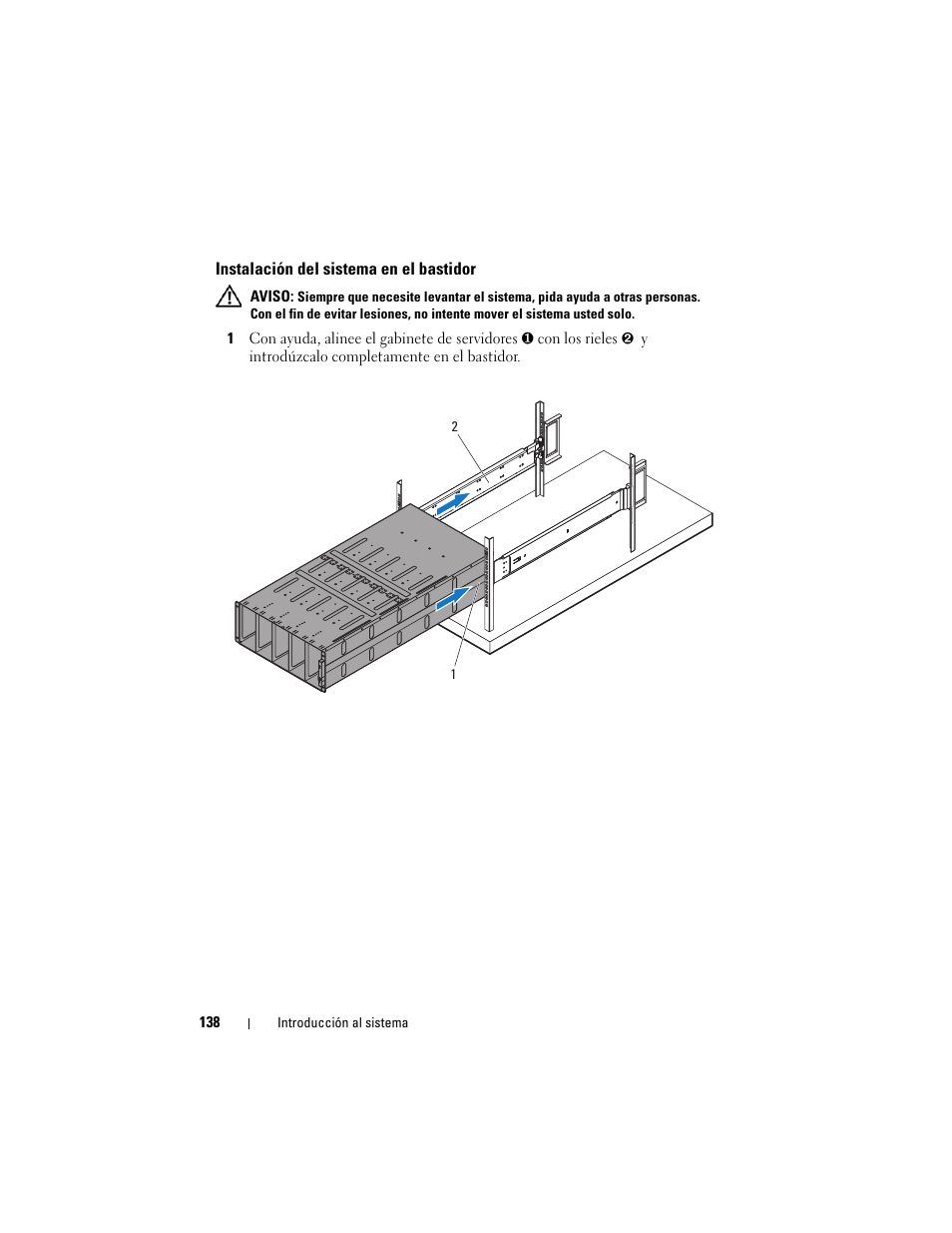Instalación del sistema en el bastidor | Dell PowerEdge C8000 User Manual | Page 140 / 178