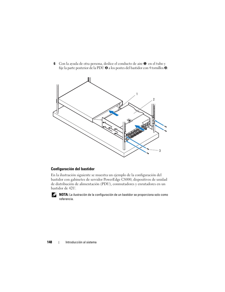 Configuración del bastidor | Dell PowerEdge C8000 User Manual | Page 150 / 178