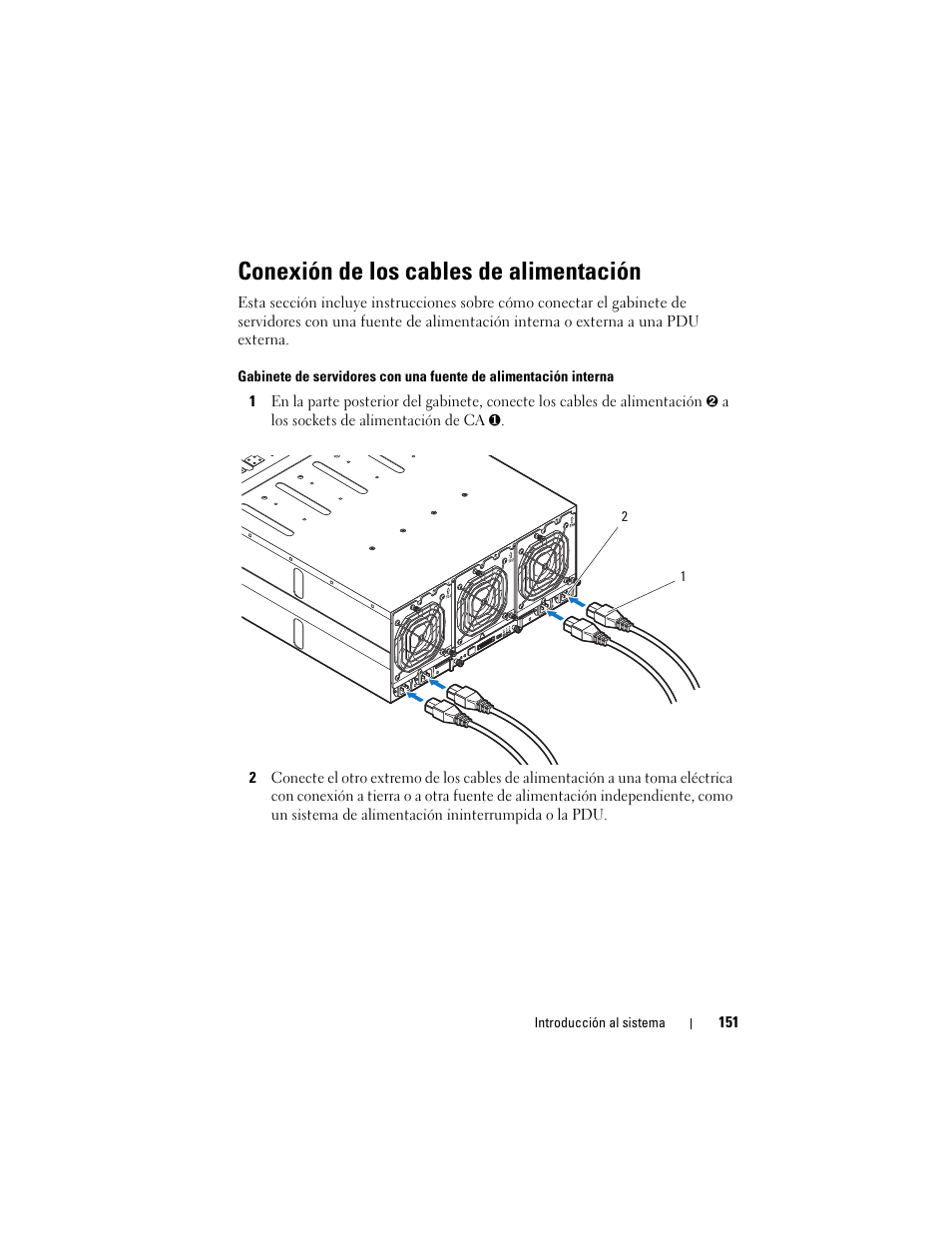 Conexión de los cables de alimentación | Dell PowerEdge C8000 User Manual | Page 153 / 178