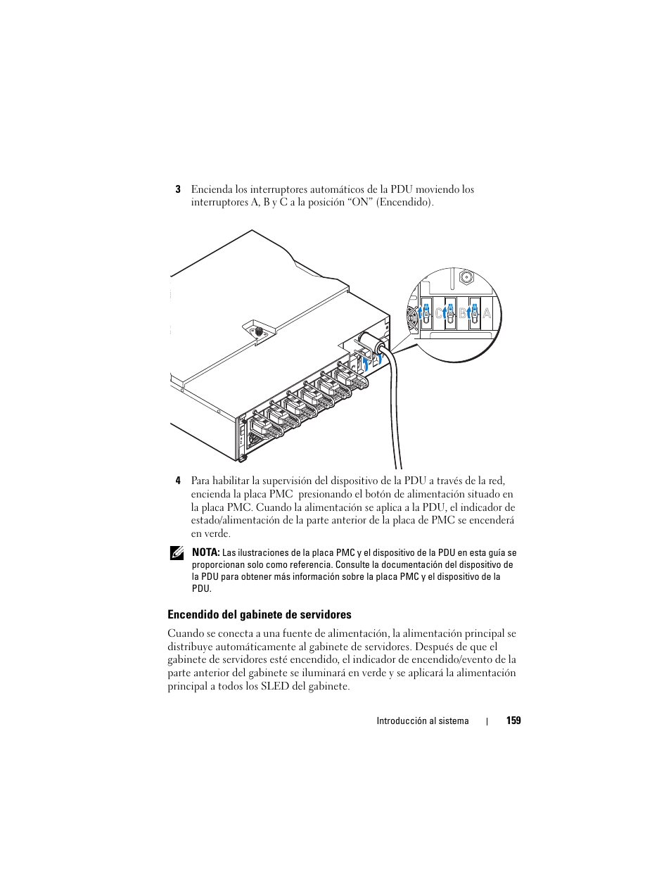 Encendido del gabinete de servidores | Dell PowerEdge C8000 User Manual | Page 161 / 178