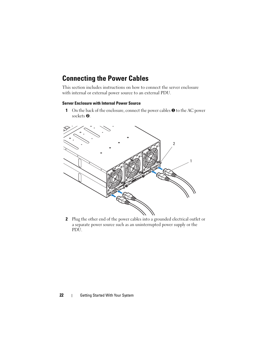 Connecting the power cables | Dell PowerEdge C8000 User Manual | Page 24 / 178