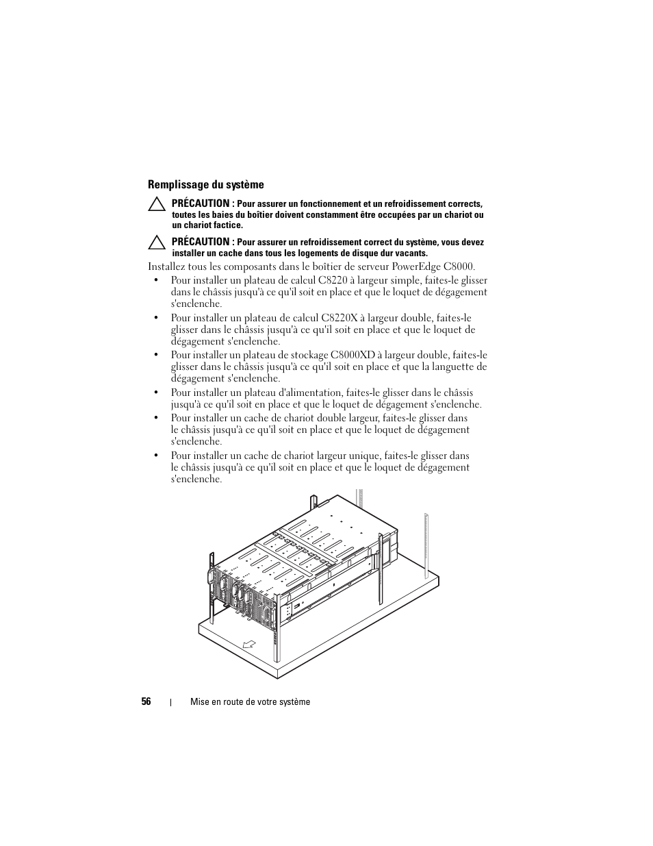 Remplissage du système | Dell PowerEdge C8000 User Manual | Page 58 / 178