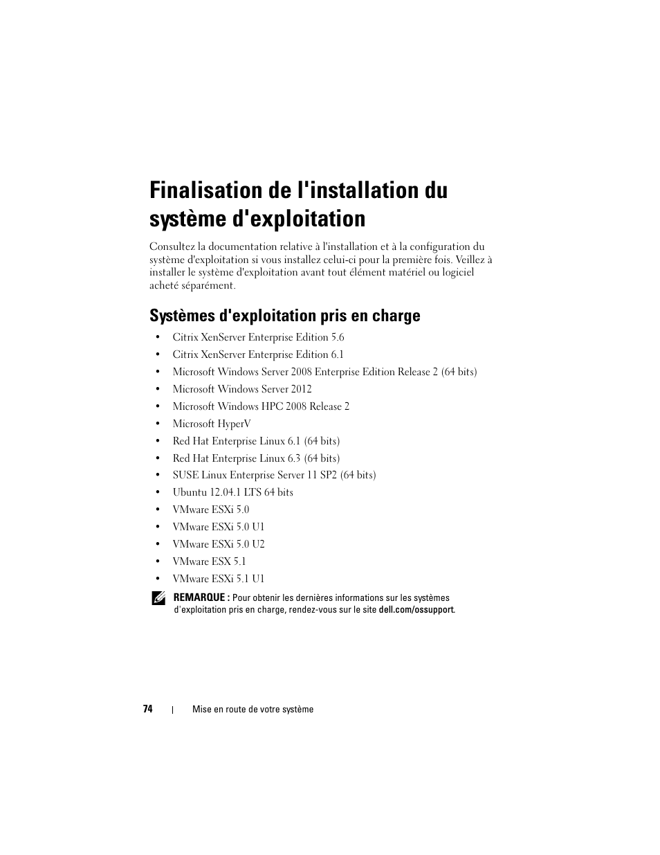 Systèmes d'exploitation pris en charge | Dell PowerEdge C8000 User Manual | Page 76 / 178