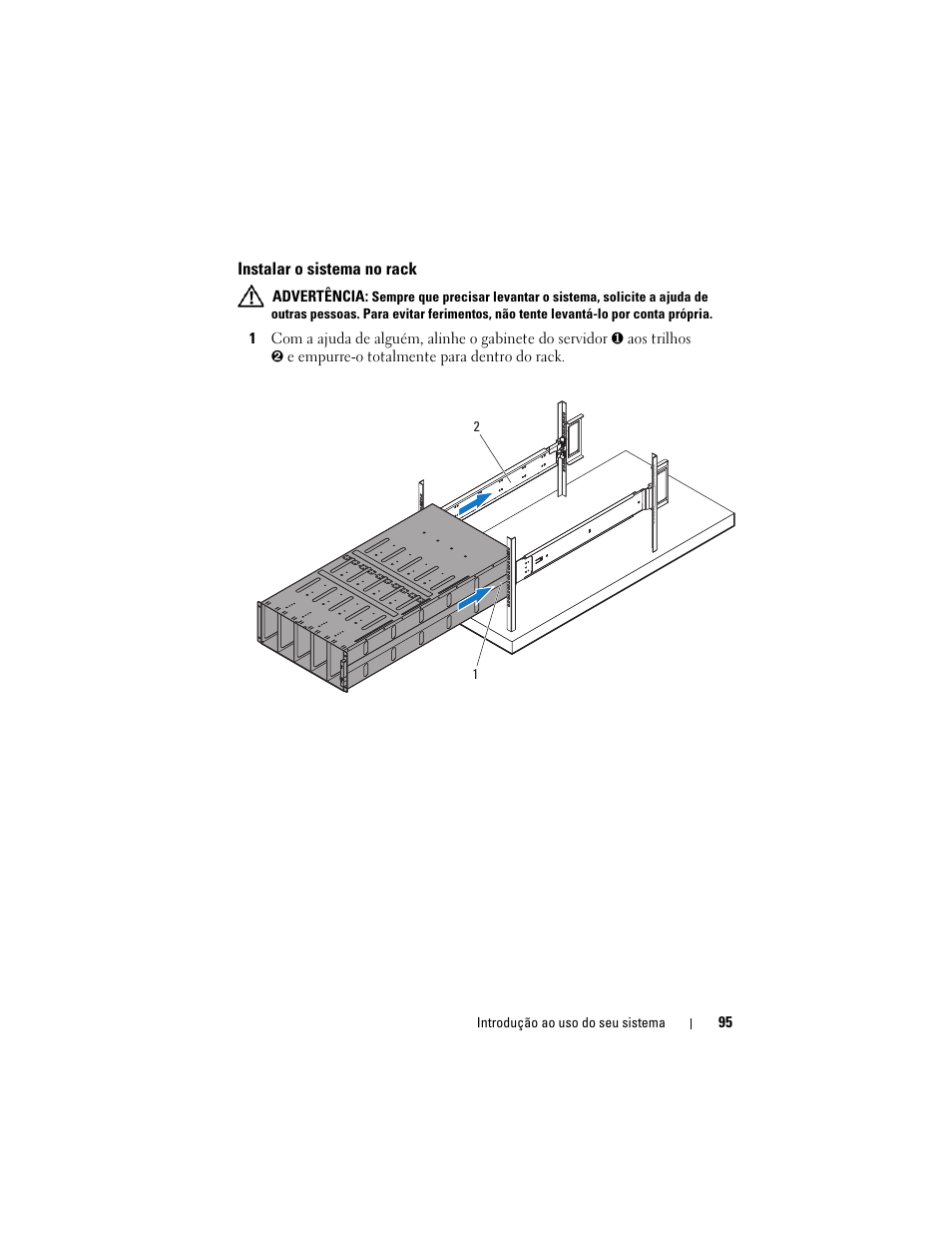 Instalar o sistema no rack | Dell PowerEdge C8000 User Manual | Page 97 / 178