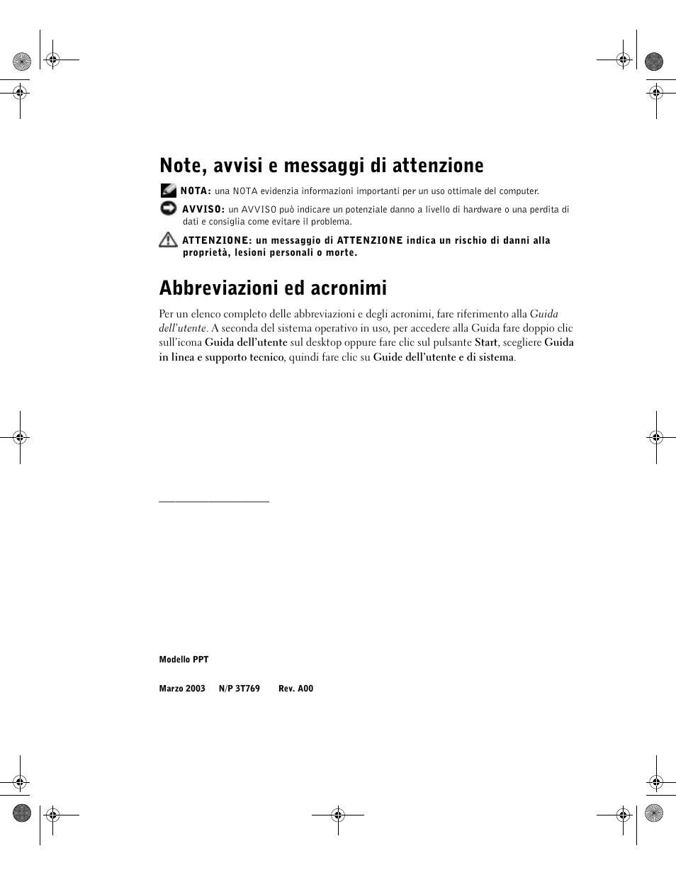 Abbreviazioni ed acronimi | Dell LATITUDE D400 User Manual | Page 102 / 178