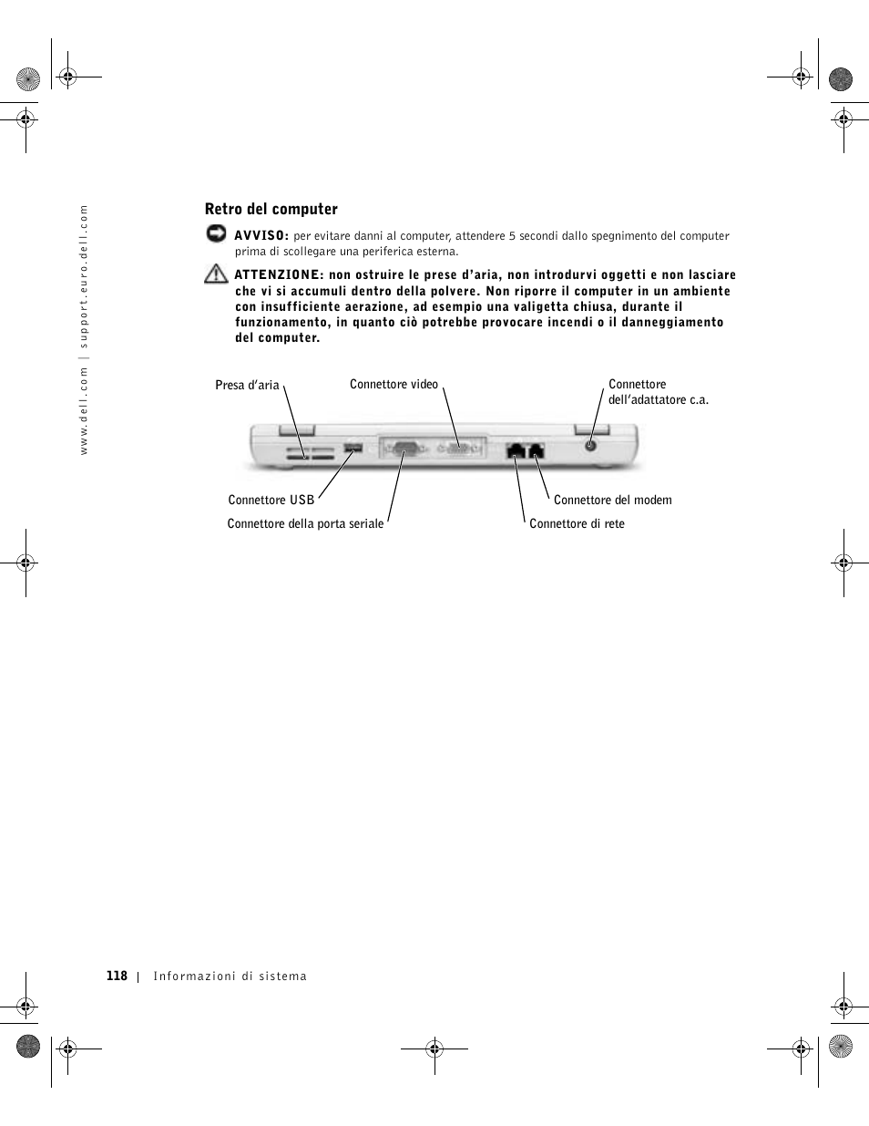 Retro del computer | Dell LATITUDE D400 User Manual | Page 120 / 178