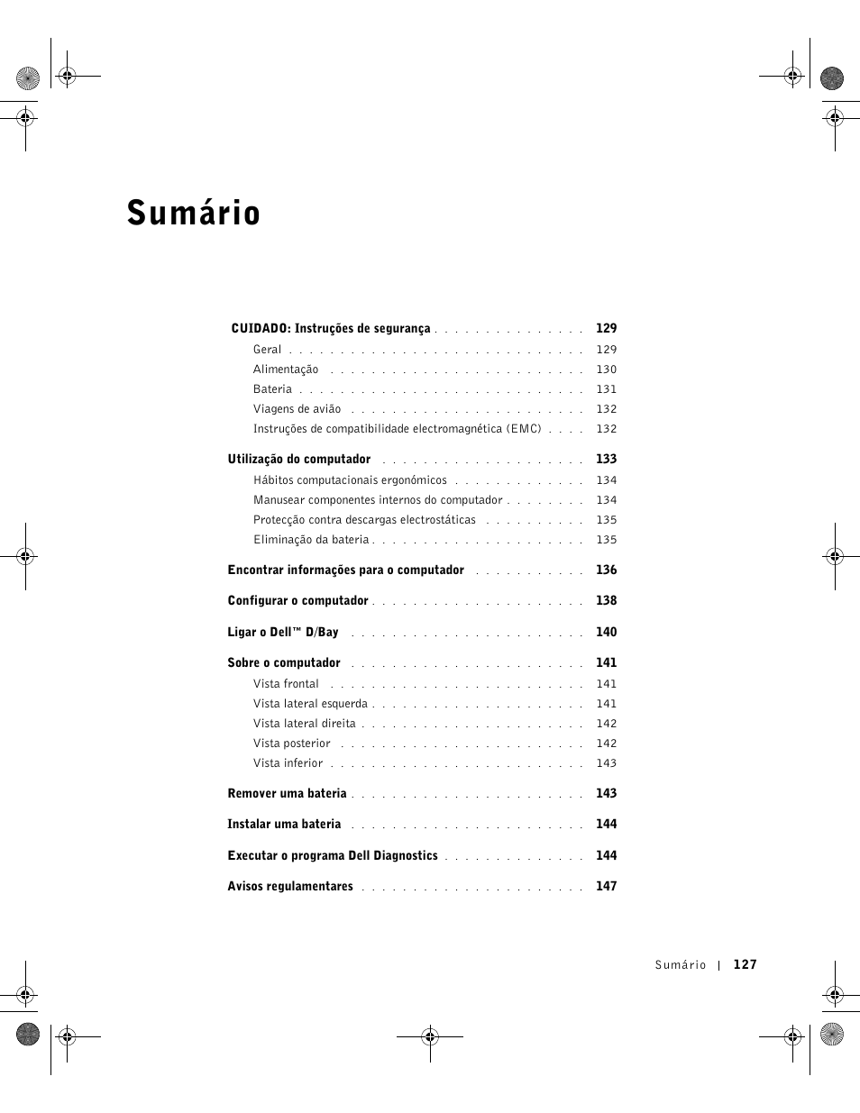 Sumário | Dell LATITUDE D400 User Manual | Page 129 / 178