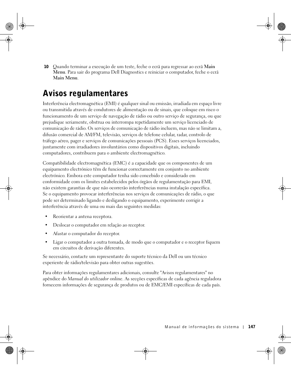 Avisos regulamentares | Dell LATITUDE D400 User Manual | Page 149 / 178