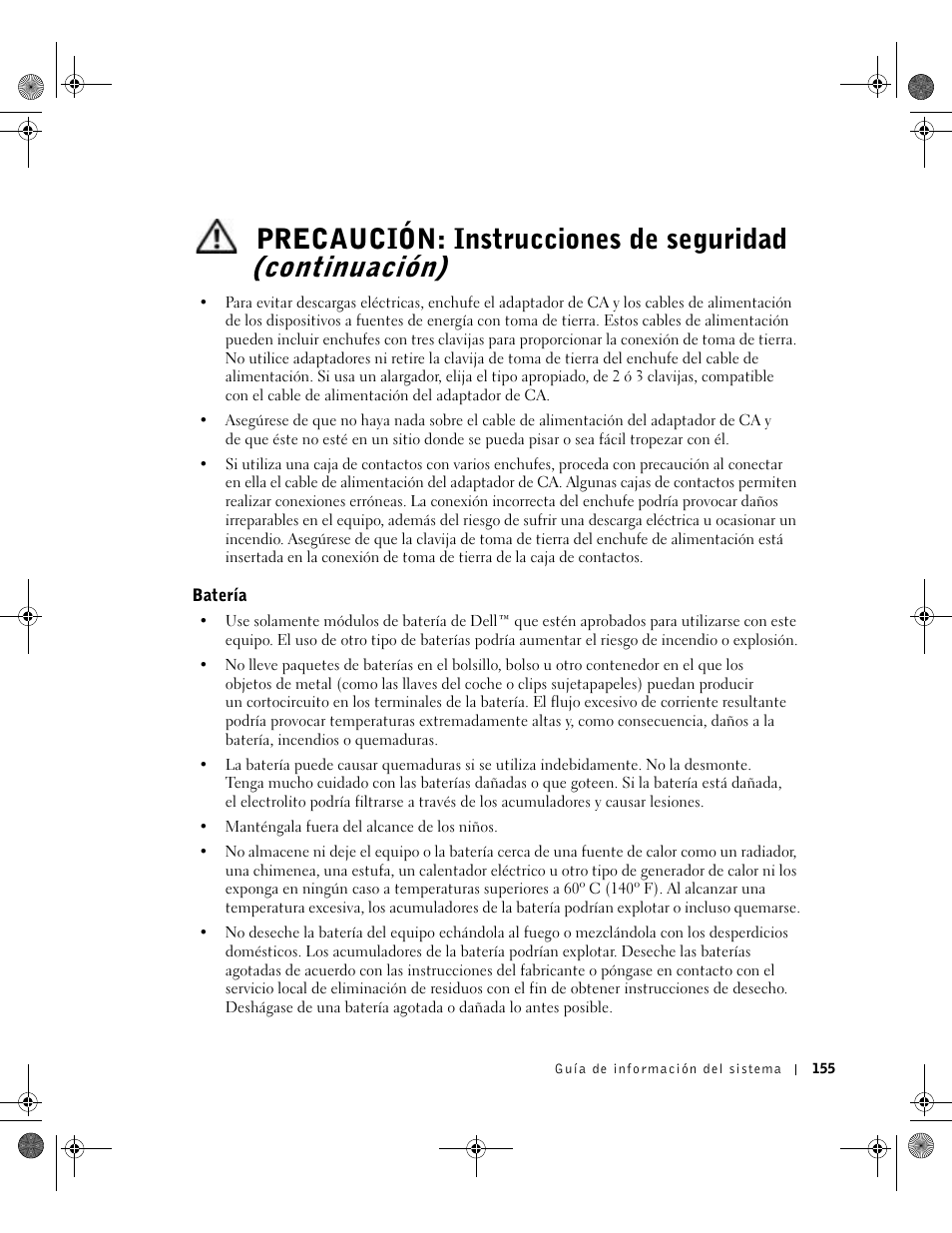Batería | Dell LATITUDE D400 User Manual | Page 157 / 178