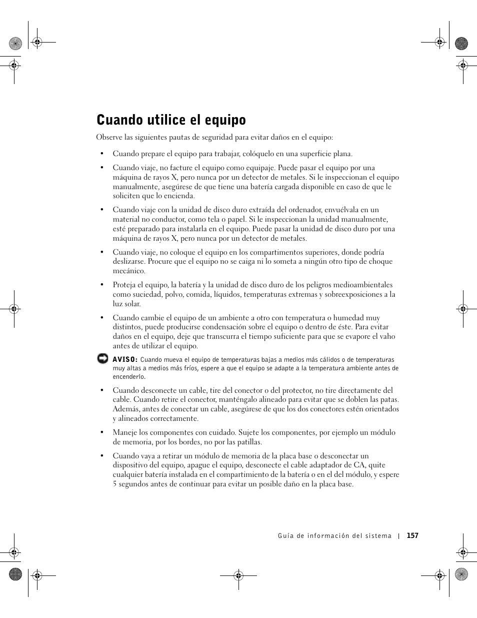 Cuando utilice el equipo | Dell LATITUDE D400 User Manual | Page 159 / 178