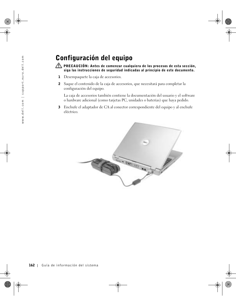 Configuración del equipo | Dell LATITUDE D400 User Manual | Page 164 / 178