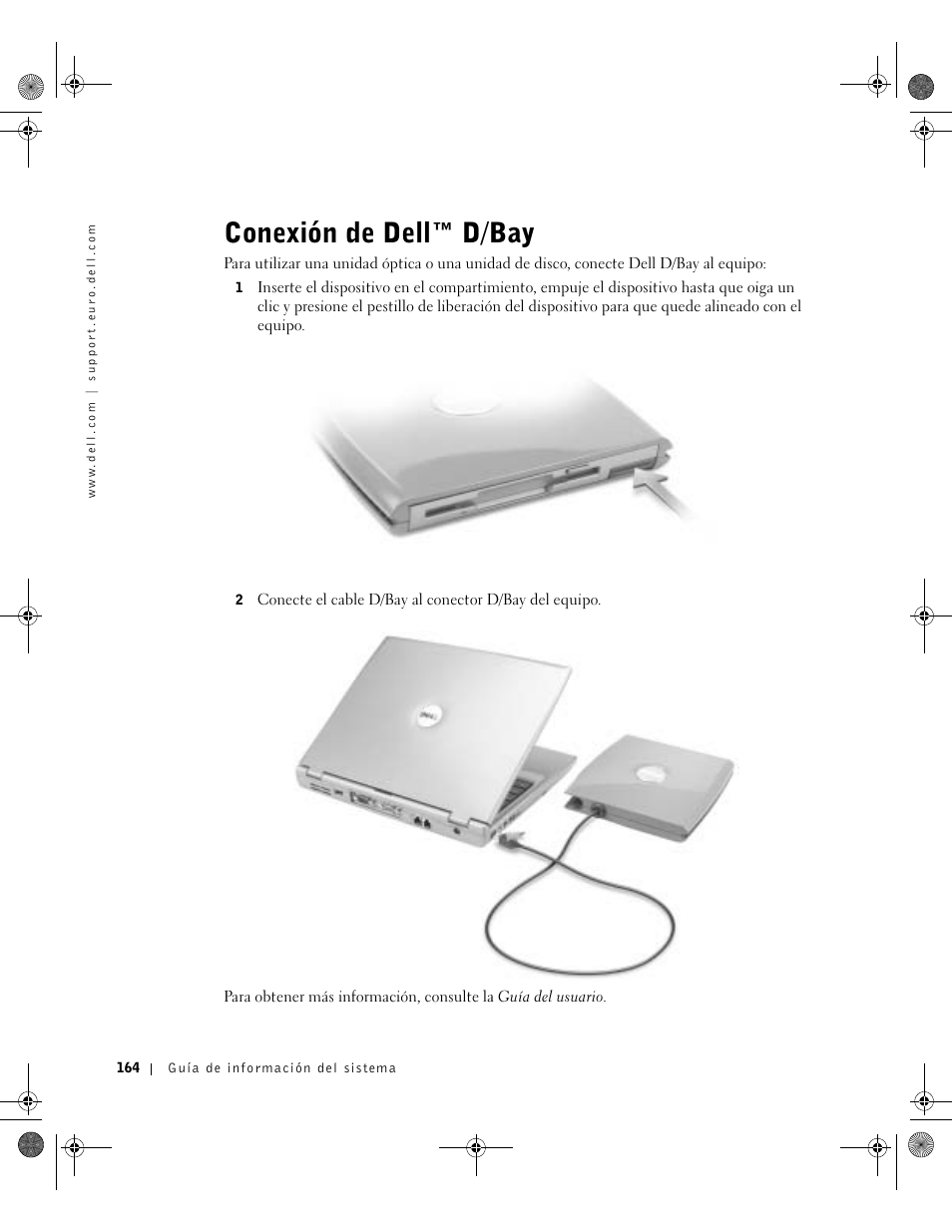 Conexión de dell™ d/bay | Dell LATITUDE D400 User Manual | Page 166 / 178
