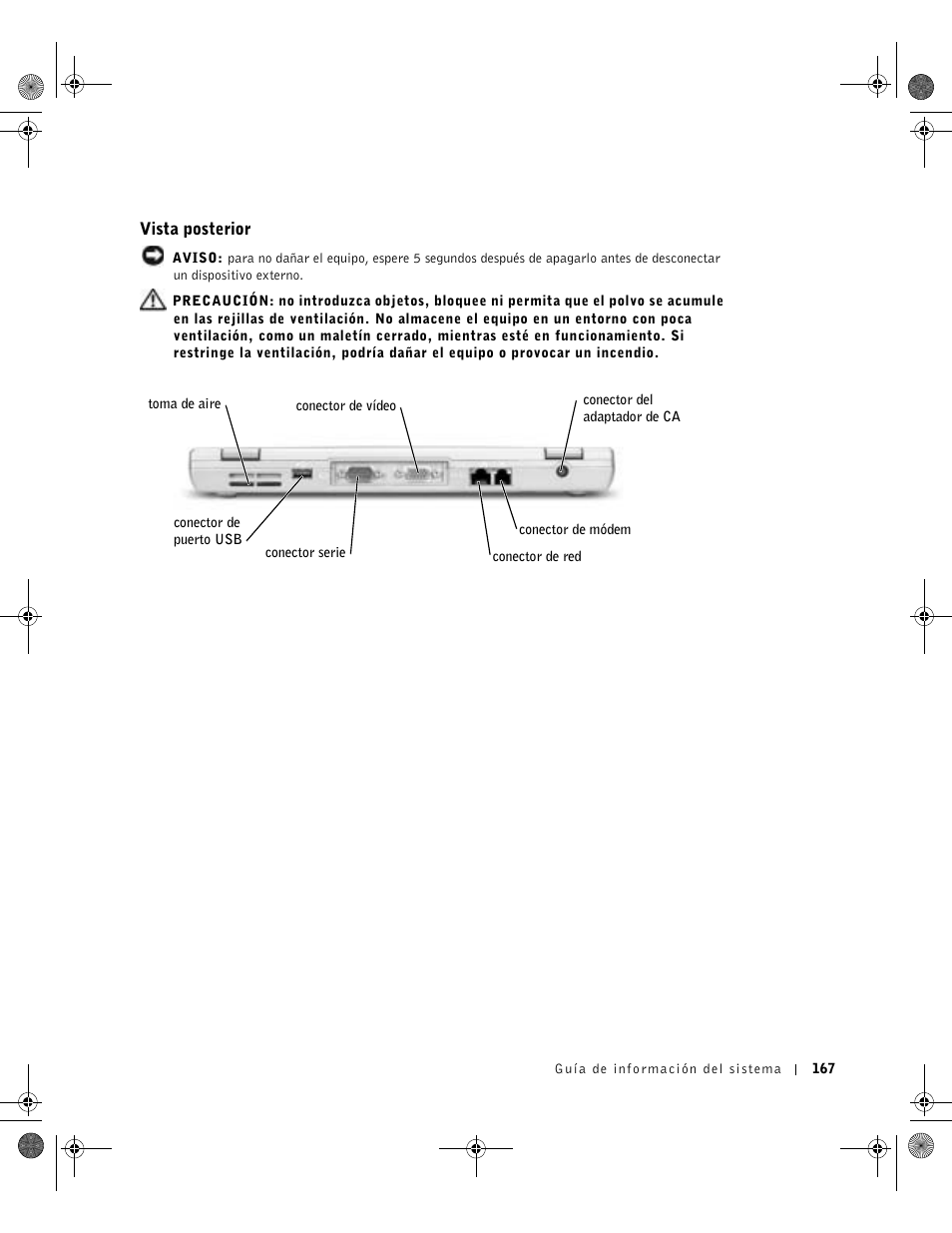 Vista posterior | Dell LATITUDE D400 User Manual | Page 169 / 178