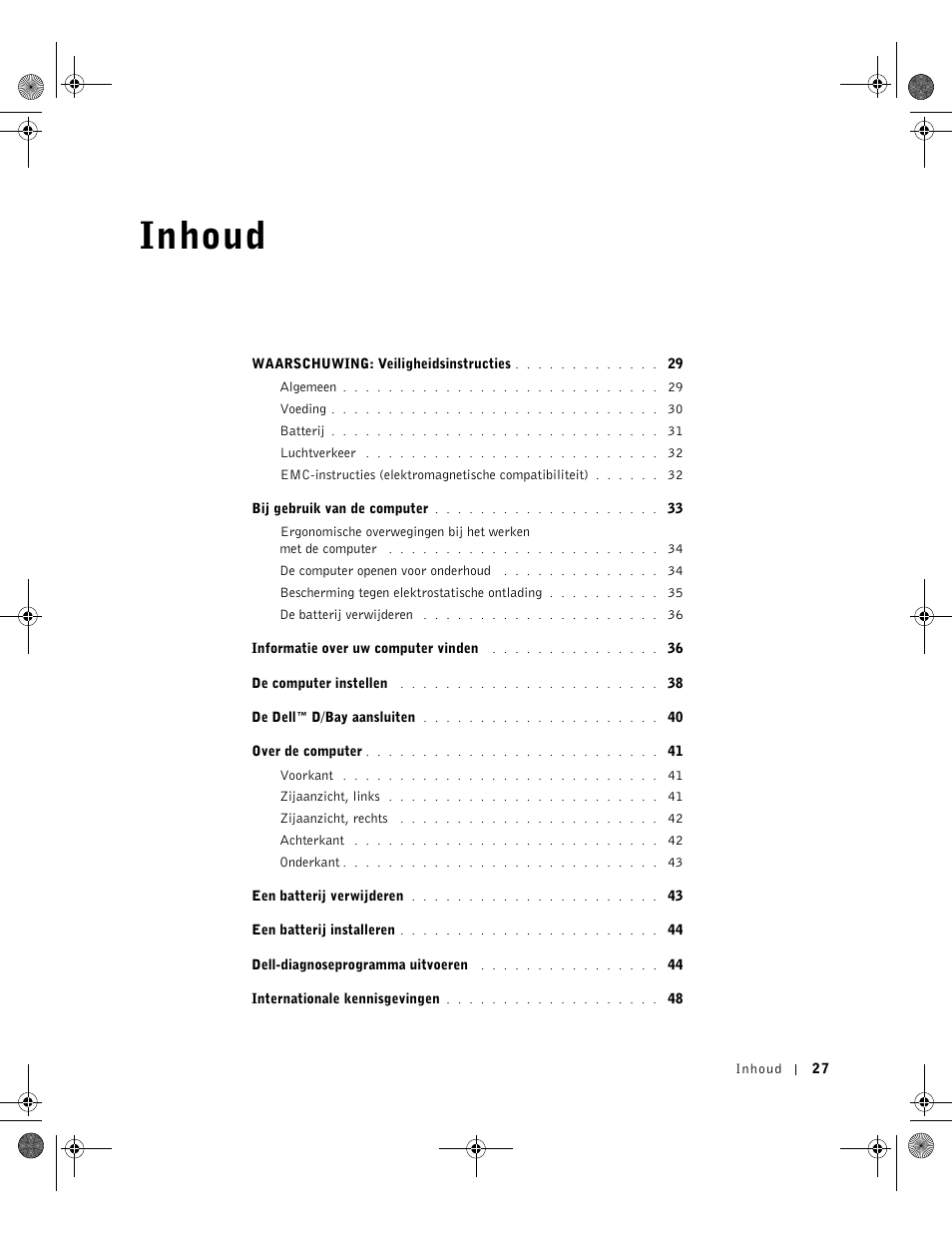 Inhoud | Dell LATITUDE D400 User Manual | Page 29 / 178