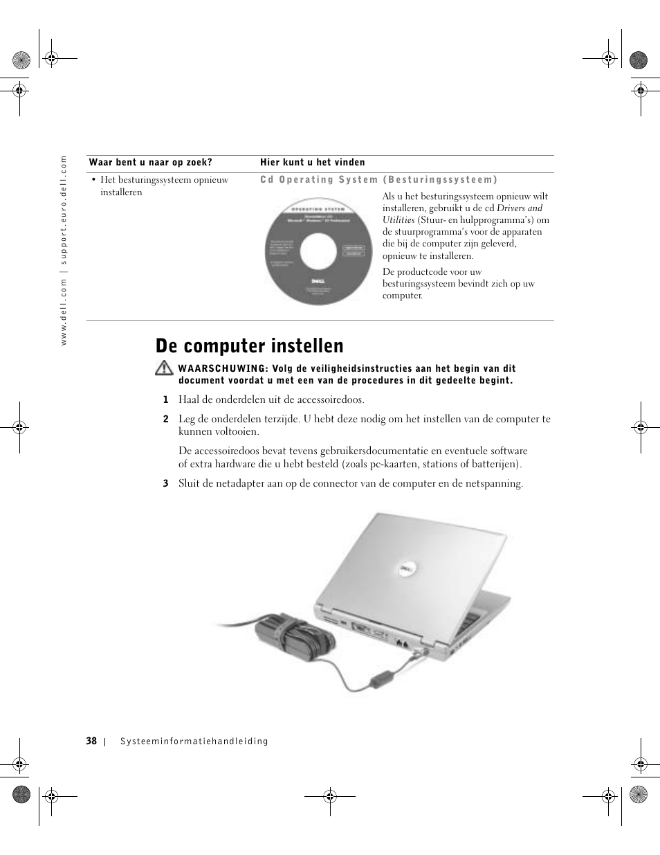 De computer instellen | Dell LATITUDE D400 User Manual | Page 40 / 178