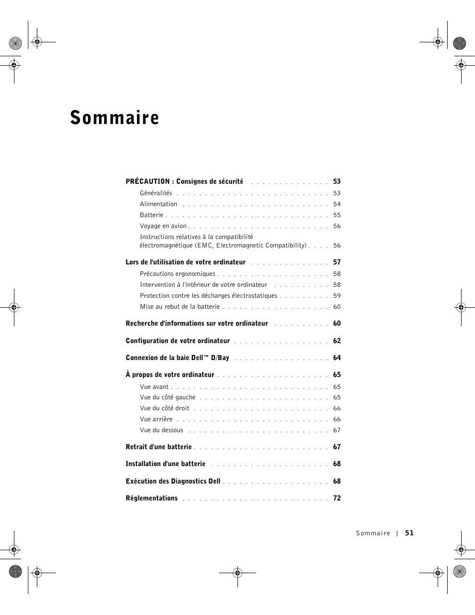 Sommaire | Dell LATITUDE D400 User Manual | Page 53 / 178