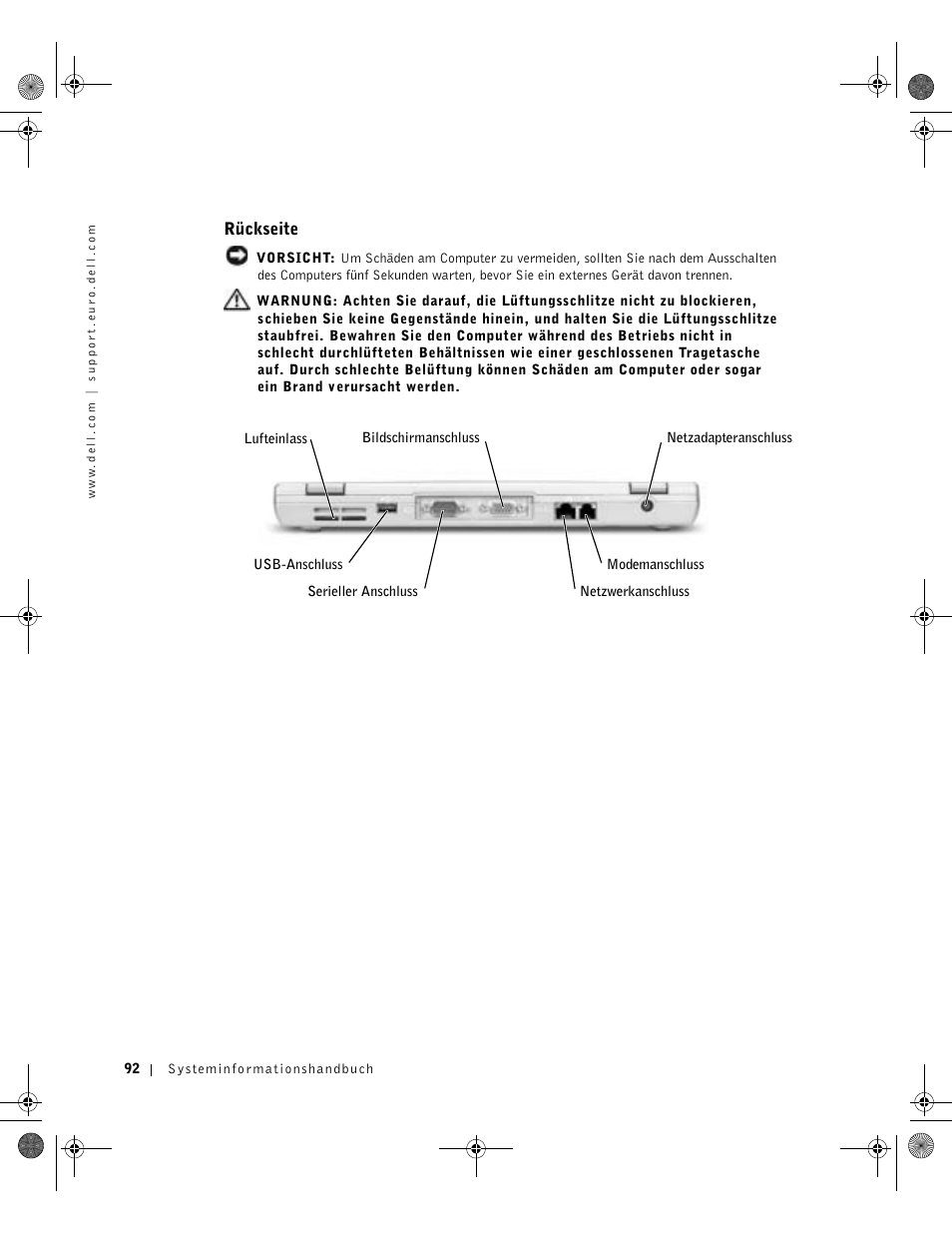 Rückseite | Dell LATITUDE D400 User Manual | Page 94 / 178
