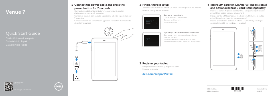 Dell Venue 7 3740 User Manual | 2 pages