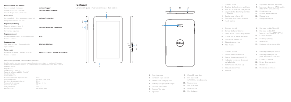 Features | Dell Venue 7 3740 User Manual | Page 2 / 2