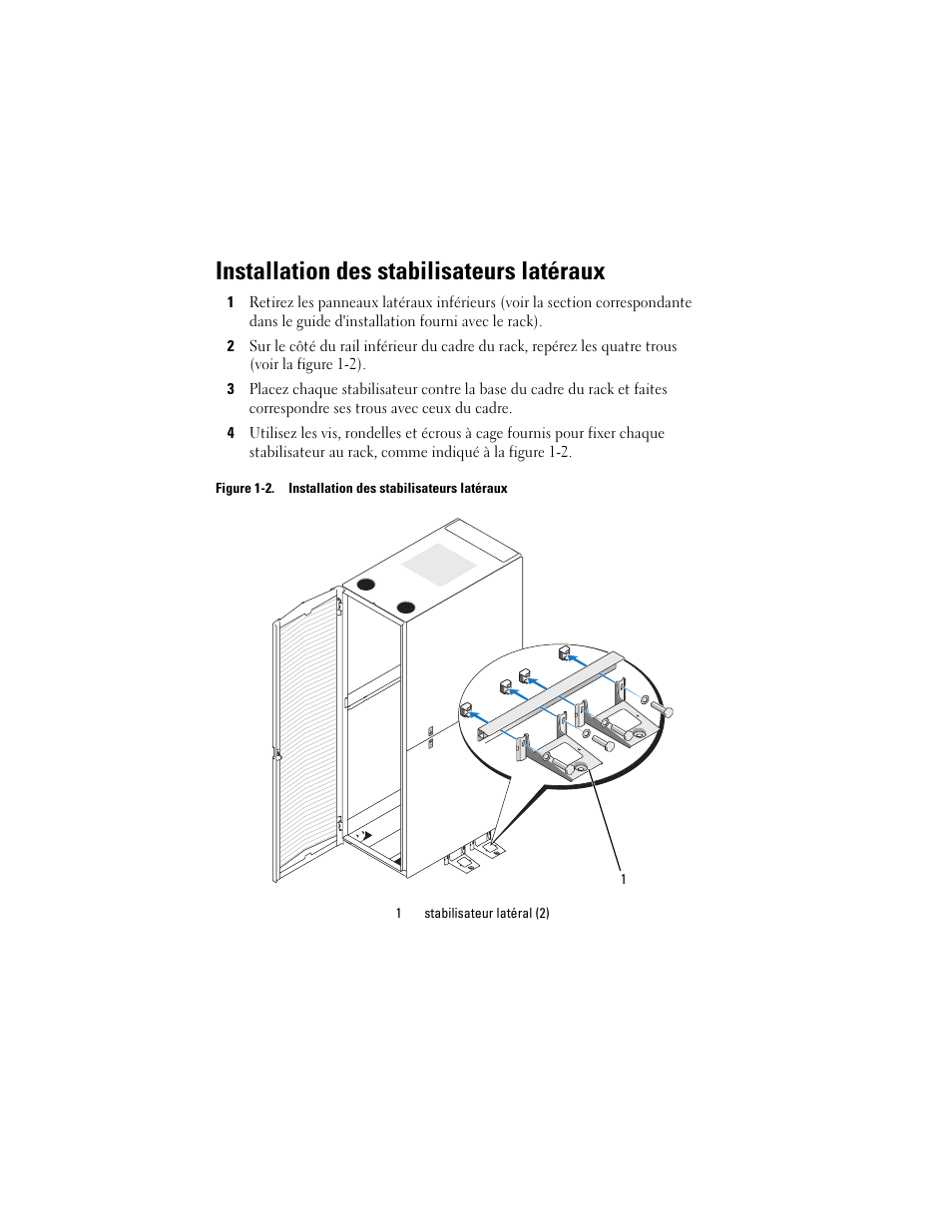 Installation des stabilisateurs latéraux | Dell PowerEdge Rack Enclosure 2410 User Manual | Page 7 / 20