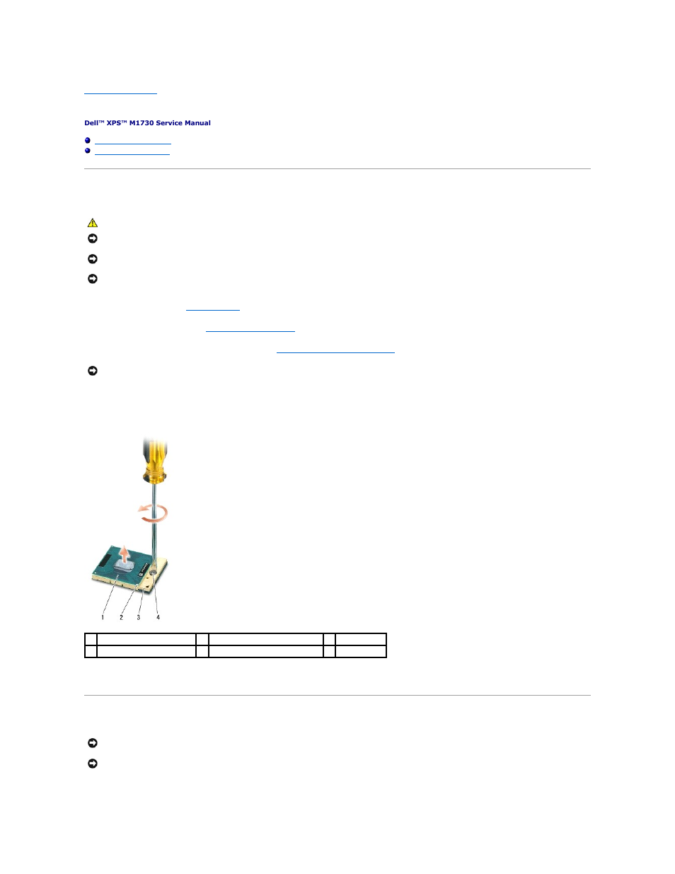 Processor, Removing the processor, Installing the processor | Dell XPS M1730 (M1730, Late 2007) User Manual | Page 11 / 45