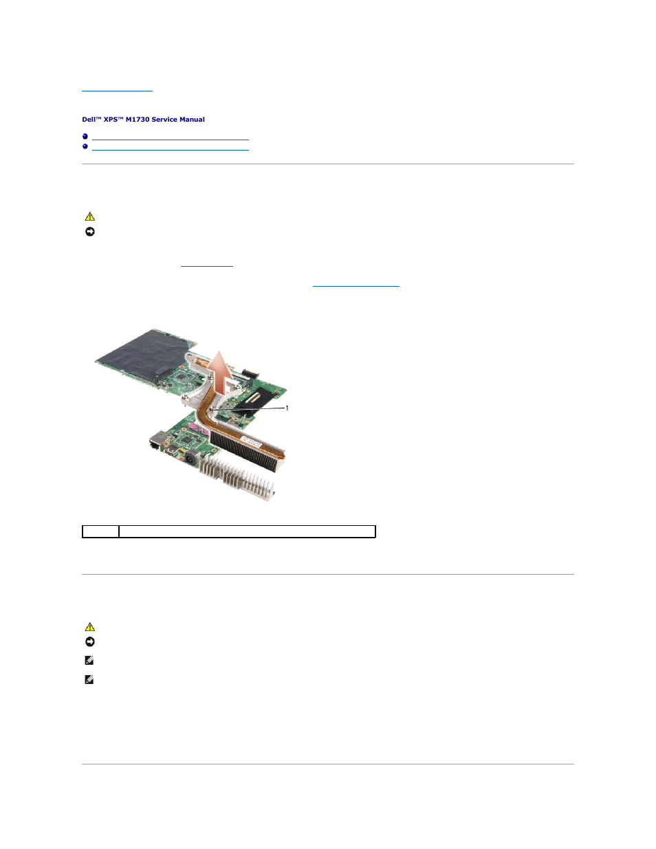 Processor thermal-cooling assembly, Removing the processor thermal-cooling assembly, Replacing the processor thermal-cooling assembly | Dell XPS M1730 (M1730, Late 2007) User Manual | Page 13 / 45