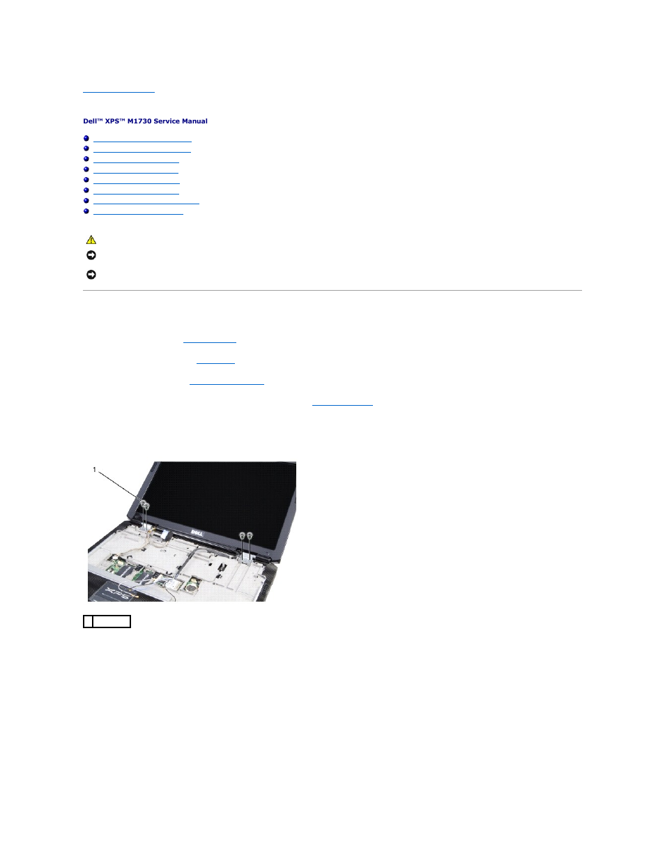 Display assembly, Removing the display assembly | Dell XPS M1730 (M1730, Late 2007) User Manual | Page 15 / 45