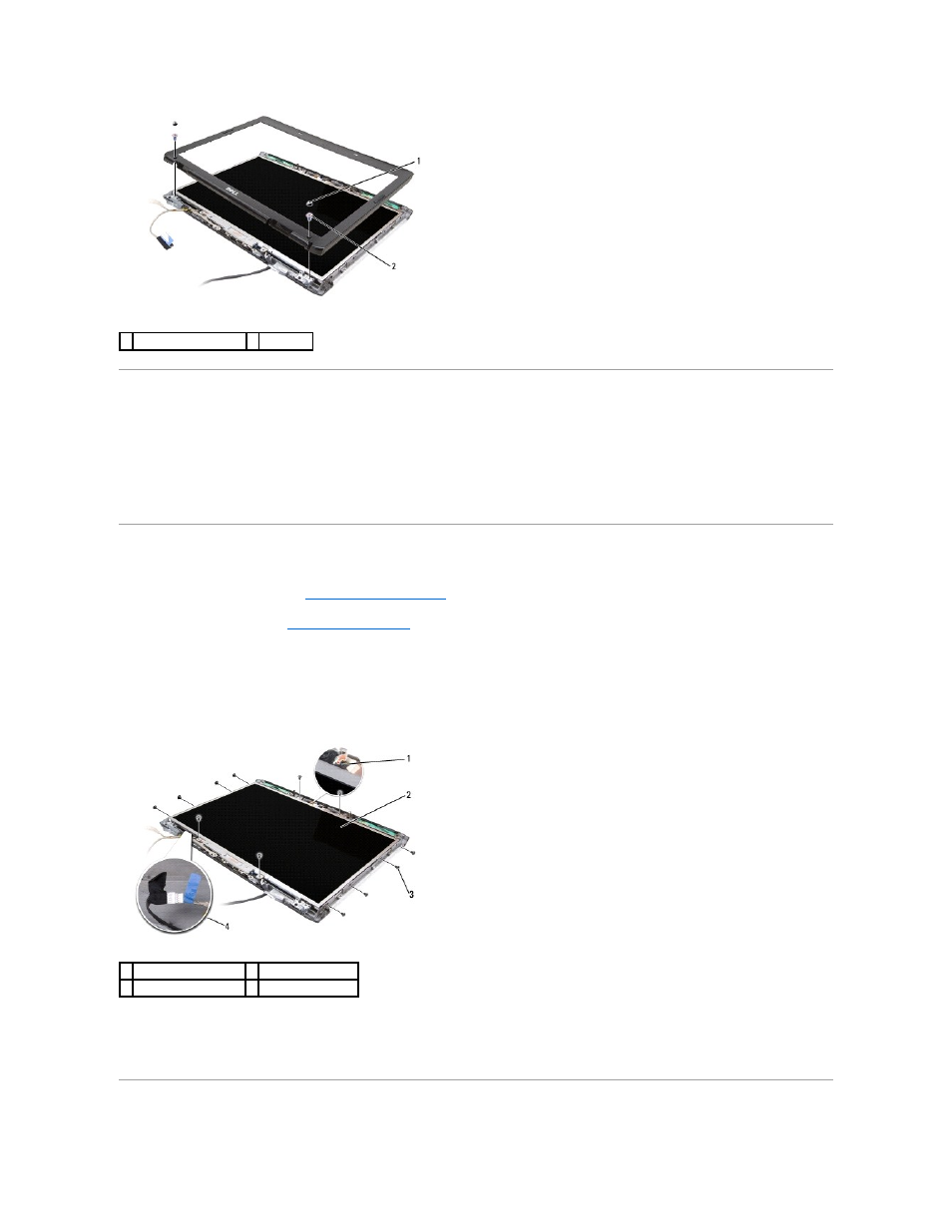 Replacing the display bezel, Removing the display panel | Dell XPS M1730 (M1730, Late 2007) User Manual | Page 17 / 45