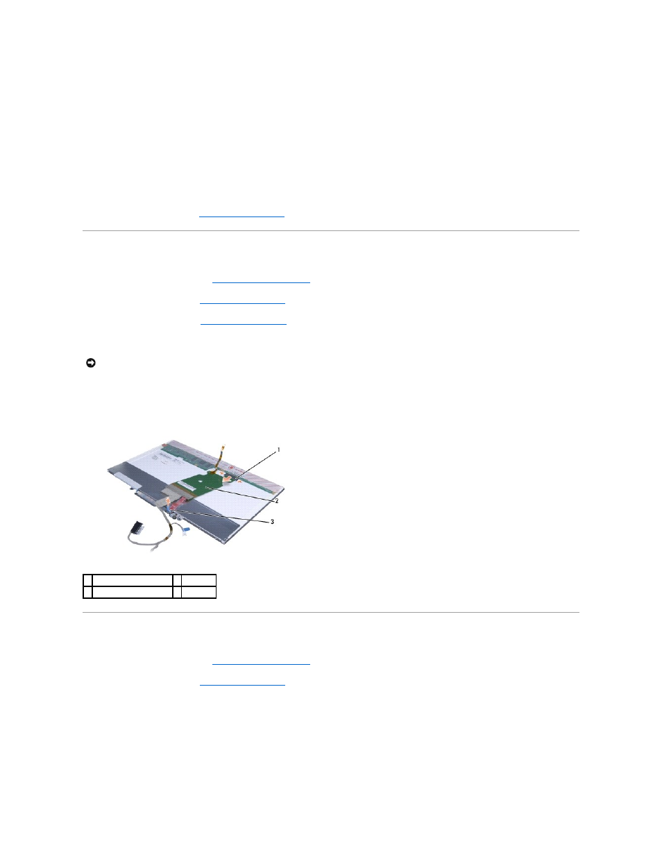 Replacing the display panel, Removing the display panel cable, Removing the display hinges | Dell XPS M1730 (M1730, Late 2007) User Manual | Page 18 / 45