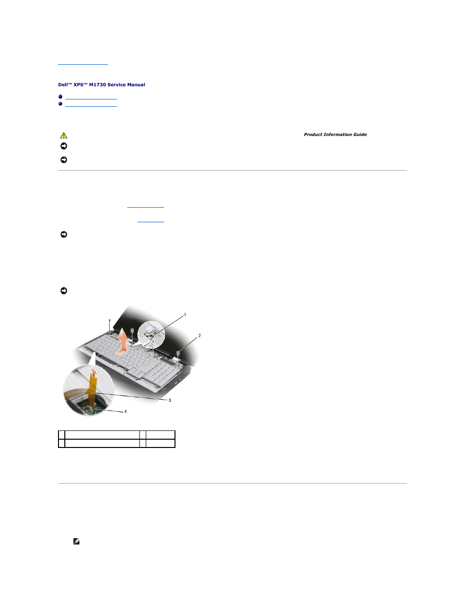 Keyboard, Removing the keyboard, Replacing the keyboard | Dell XPS M1730 (M1730, Late 2007) User Manual | Page 26 / 45