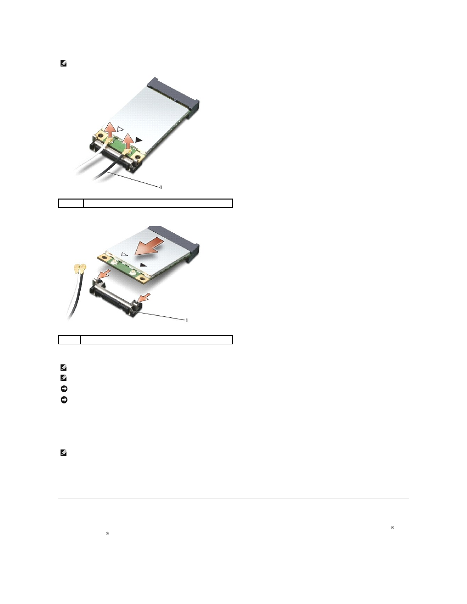 Flash cache module, Card is not already installed, go to, Step 5 | If you are replacing a mini | Dell XPS M1730 (M1730, Late 2007) User Manual | Page 31 / 45