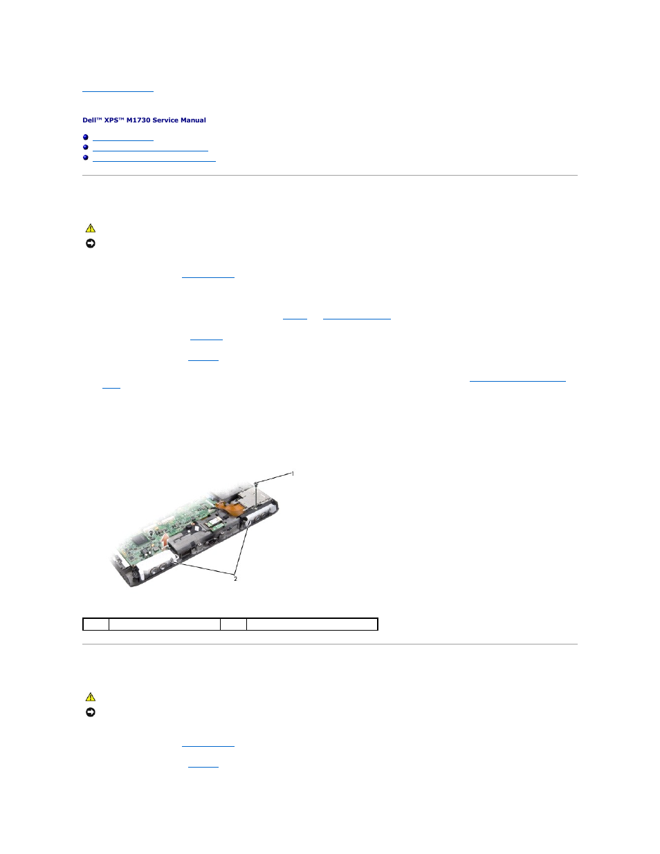 Speakers, audio connectors, and consumer infrared, Removing speakers, Removing the audio connector board | Dell XPS M1730 (M1730, Late 2007) User Manual | Page 40 / 45