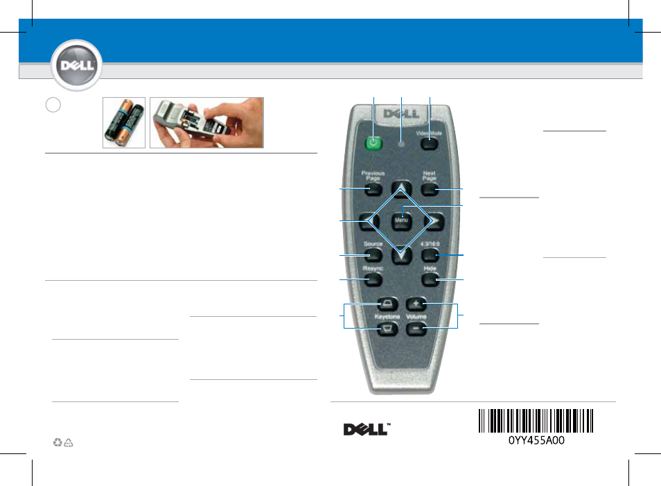 Dell, 1201mp projector setup guide | Dell 1201MP Projector User Manual | Page 2 / 2