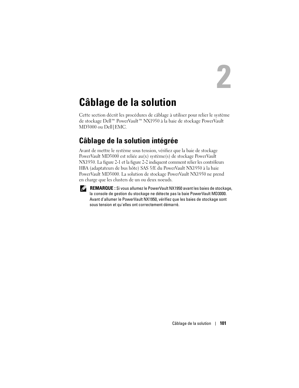 Câblage de la solution, Câblage de la solution intégrée | Dell PowerVault NX1950 User Manual | Page 103 / 258