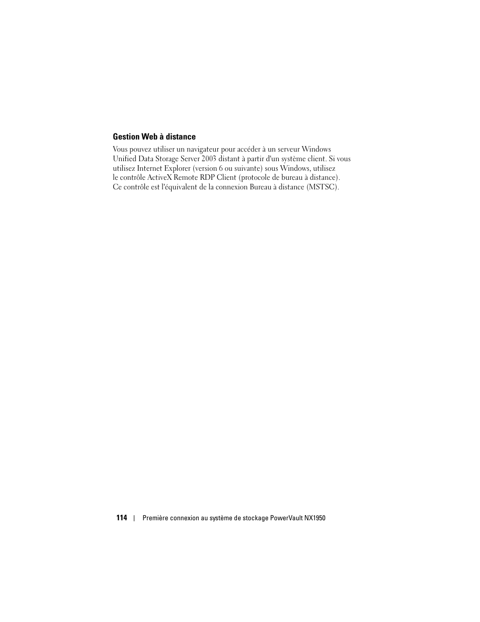 Gestion web à distance | Dell PowerVault NX1950 User Manual | Page 116 / 258