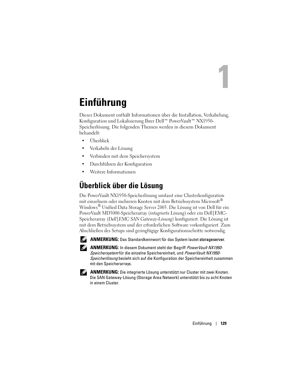 Einführung, Überblick über die lösung | Dell PowerVault NX1950 User Manual | Page 131 / 258