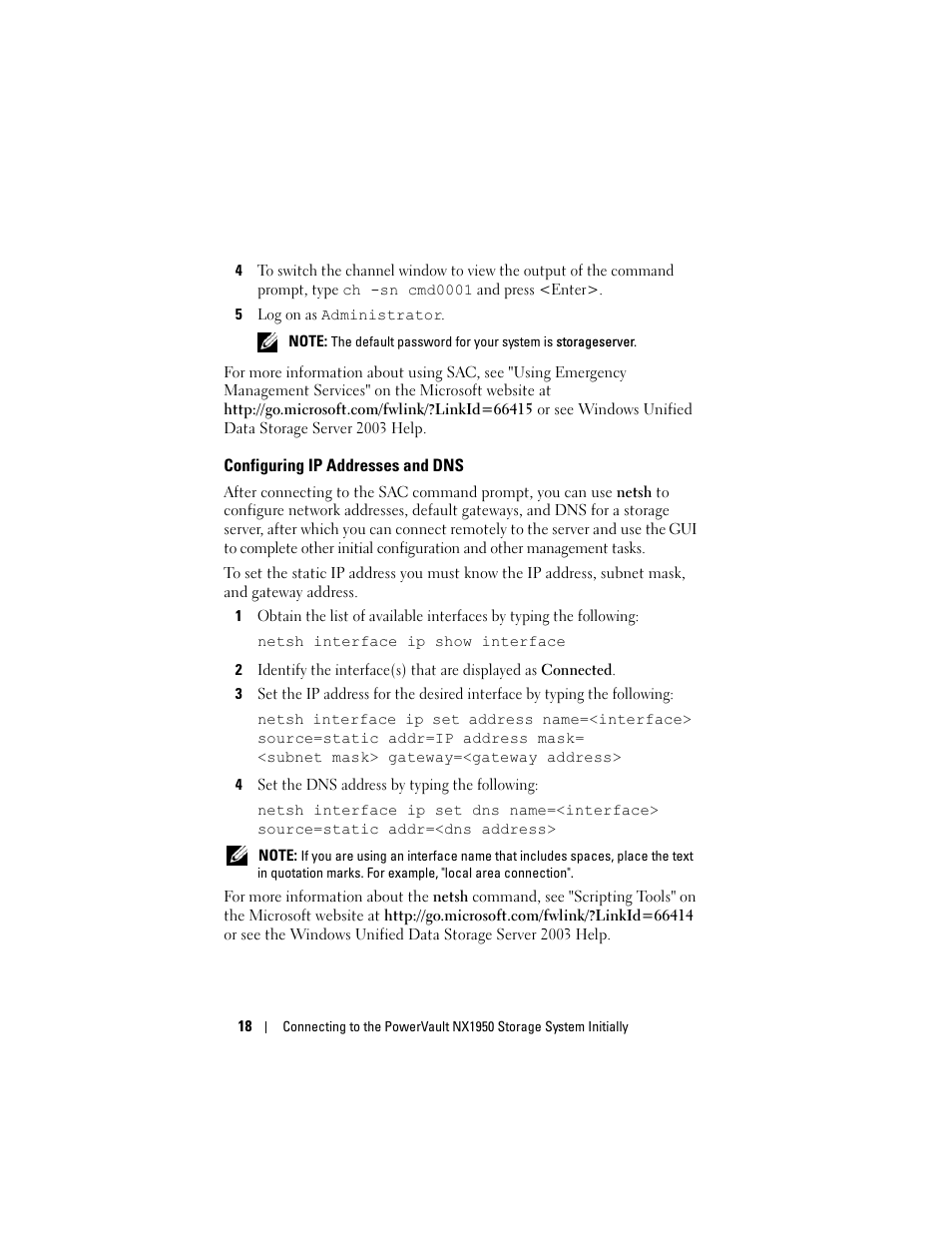 Configuring ip addresses and dns | Dell PowerVault NX1950 User Manual | Page 20 / 258