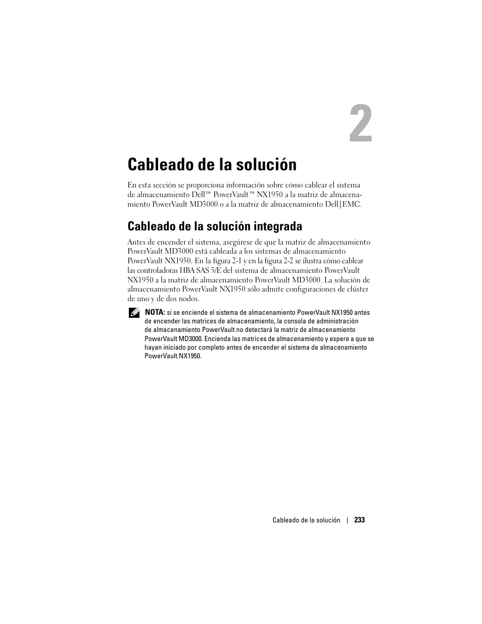 Cableado de la solución, Cableado de la solución integrada | Dell PowerVault NX1950 User Manual | Page 235 / 258