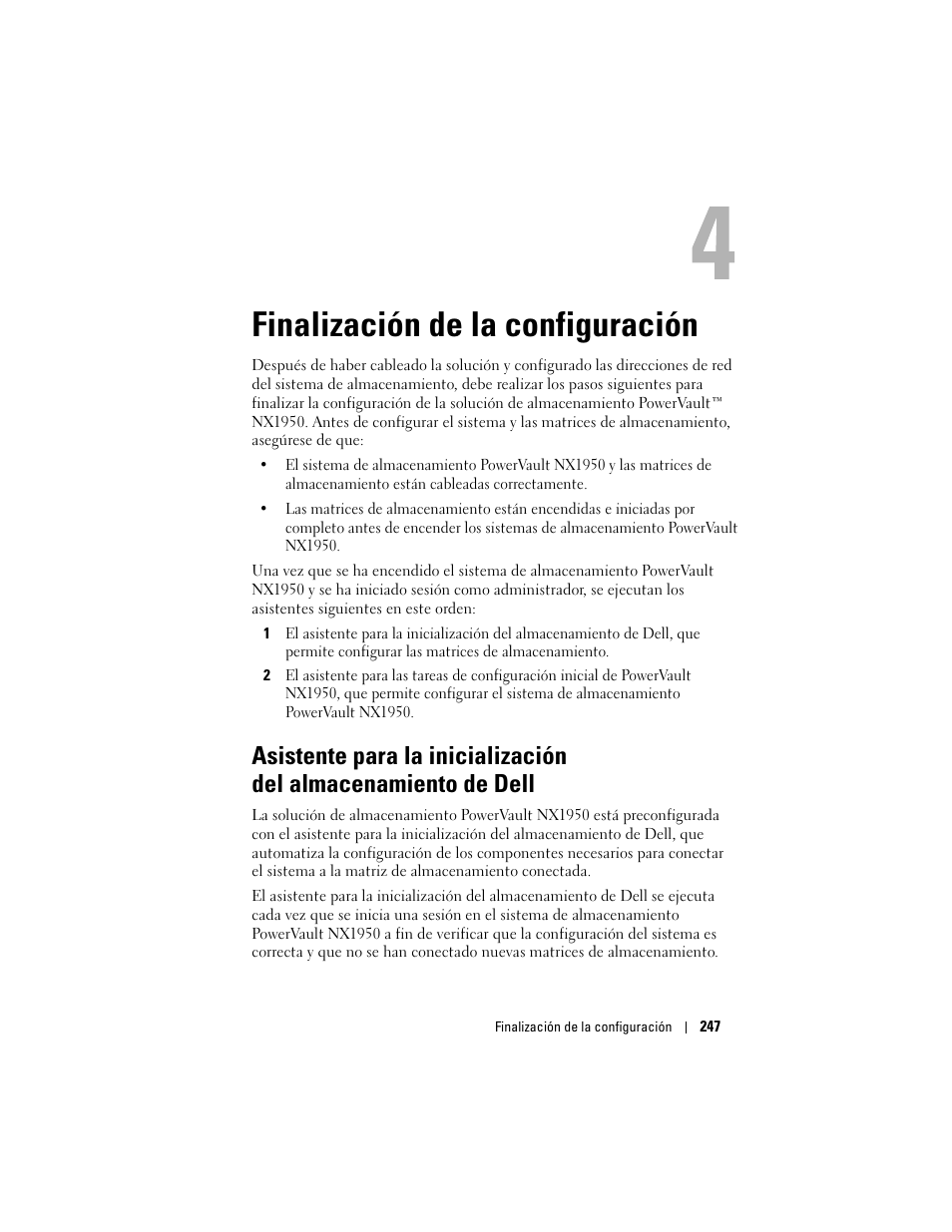 Finalización de la configuración | Dell PowerVault NX1950 User Manual | Page 249 / 258