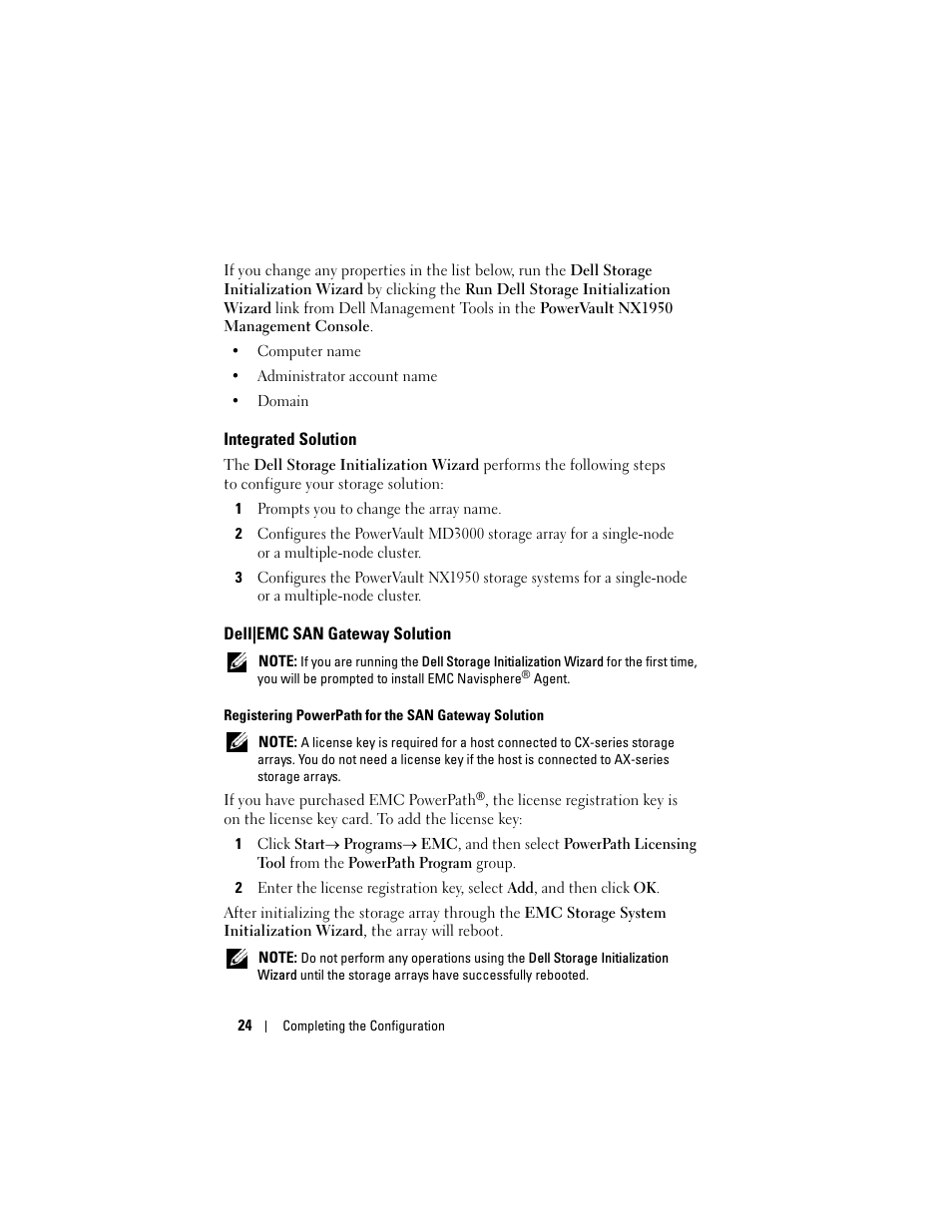 Integrated solution, Dell|emc san gateway solution | Dell PowerVault NX1950 User Manual | Page 26 / 258