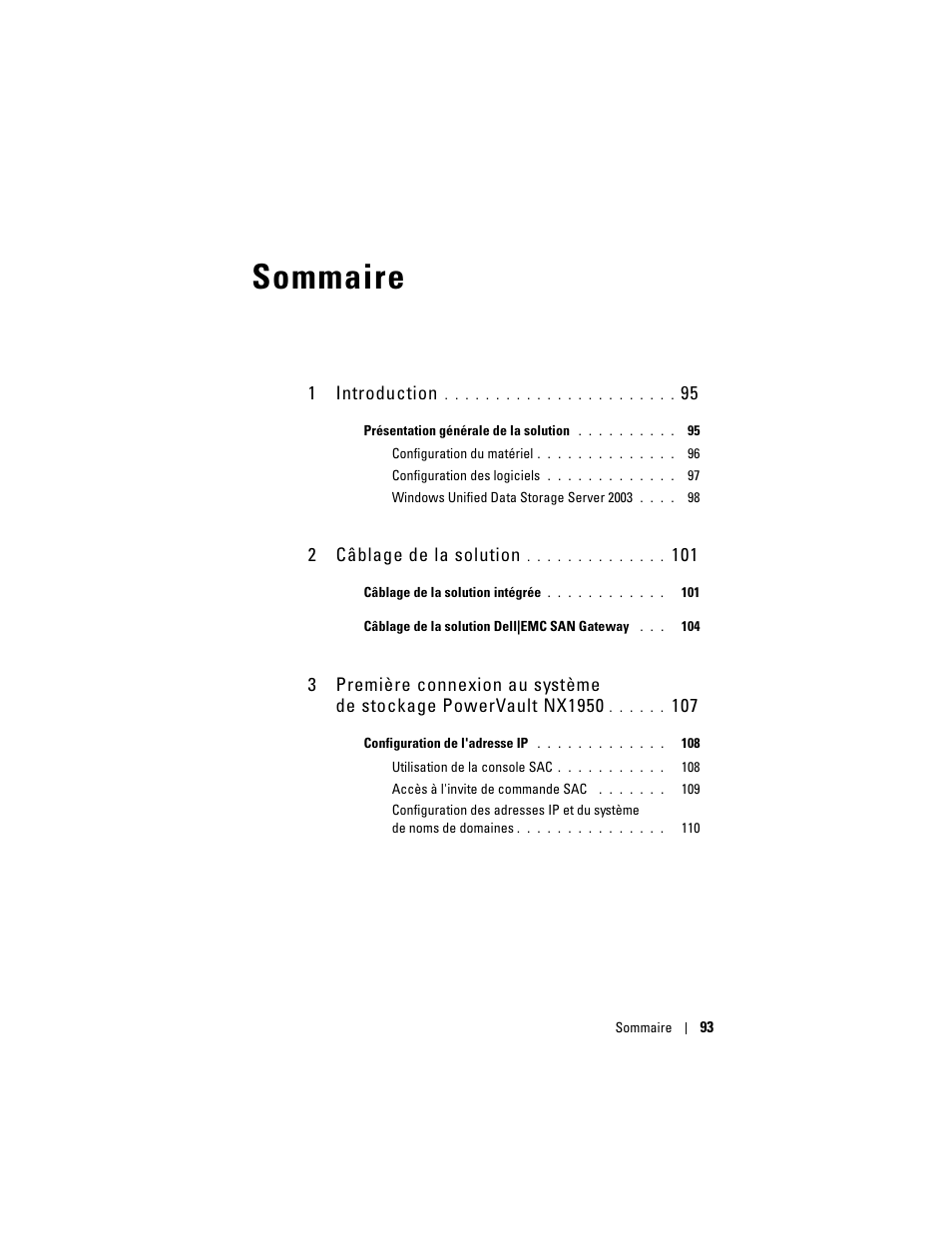 Sommaire, 1introduction, 2câblage de la solution | Dell PowerVault NX1950 User Manual | Page 95 / 258