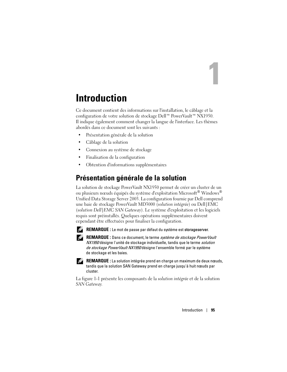 Introduction, Présentation générale de la solution | Dell PowerVault NX1950 User Manual | Page 97 / 258